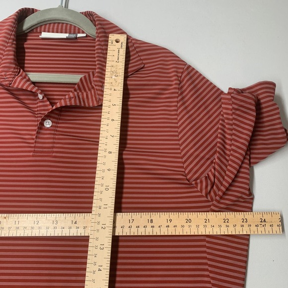 Kjus Men Polo Shirt XL Orange Striped Short Sleeve Golf UPF 50 Active Collared - Picture 7 of 13